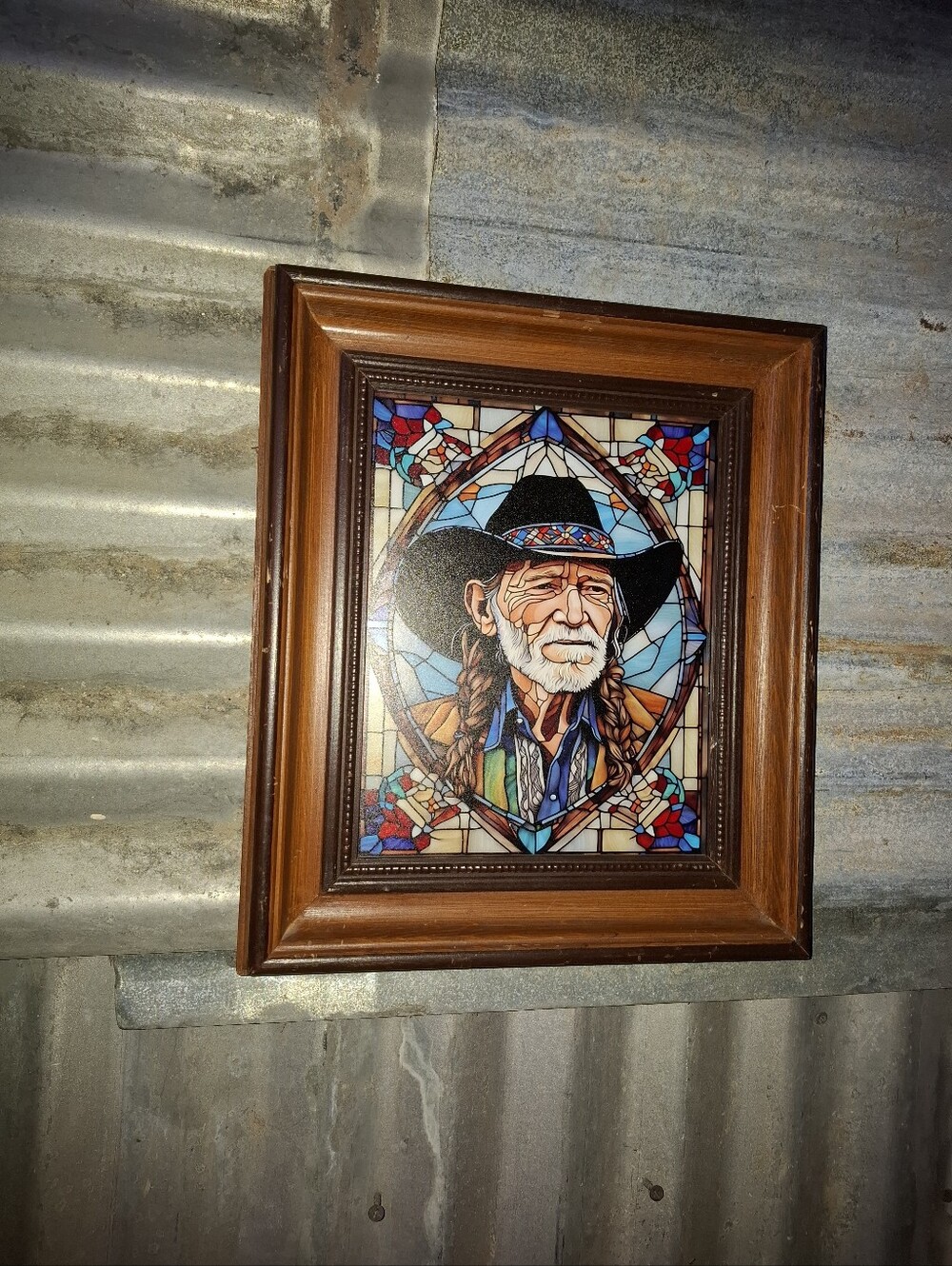 Willie Nelson Stained Glass Style Framed Art Print By Neon Nicho